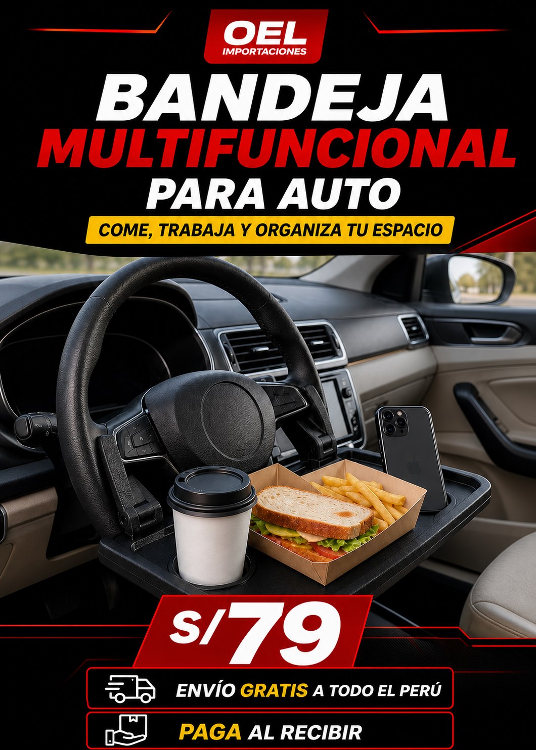 Bandeja multifuncional para auto — oferta principal
