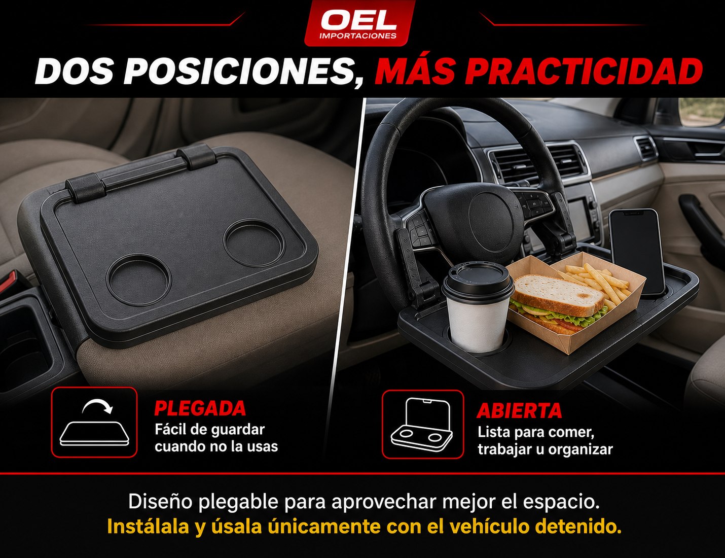 Bandeja multifuncional para auto — sección visual 4