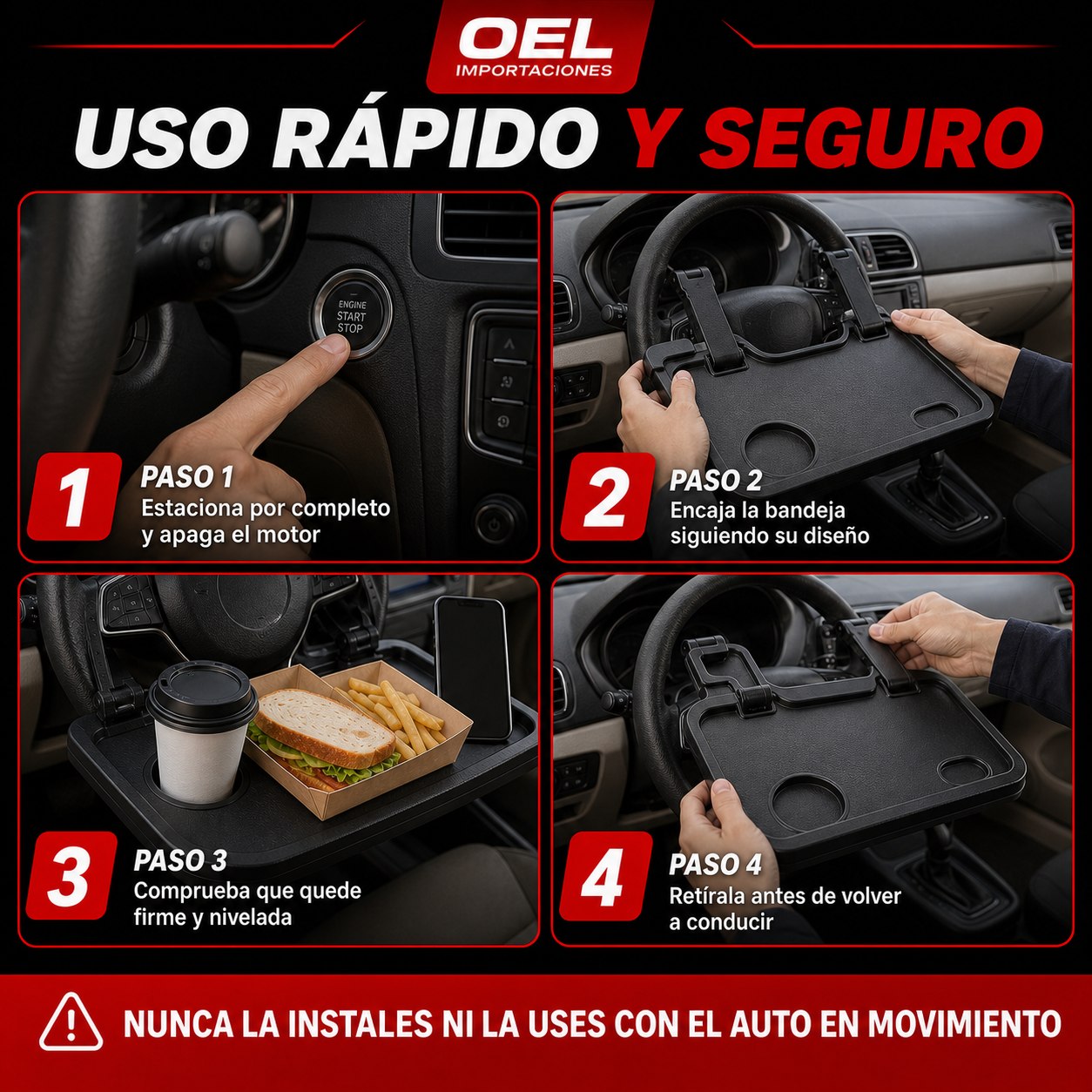 Bandeja multifuncional para auto — sección visual 6